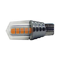 Светодиодная лампа W16W T15-2835-10SMD LENS Canbus желтая 12v