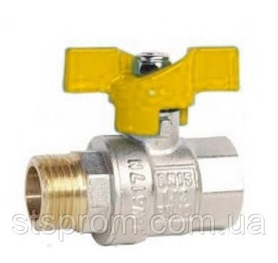 Кран кульовий ГРОСС OPTIMAL 15 1/2" метелик, М-М, жовтий, 502