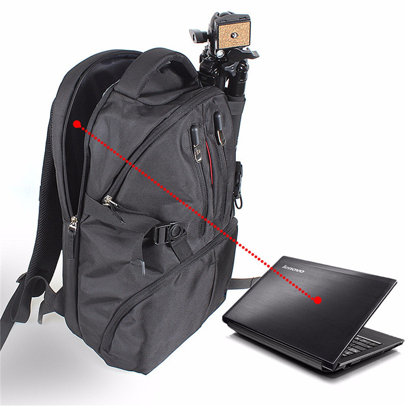 Рюкзак для фотоаппарата универсальный с отделом для ноутбука 15,6" и дождевиком Черный ( код: IBF020B ) - фото 8 - id-p473356475