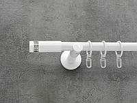 Карниз Quadrum Хантос 240 см одинарный Белый универсальный 19 мм гладкая (кольца с крючками)