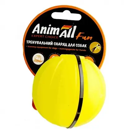 Игрушка AnimAll Fun тренировочный мяч для собак, 7 см, желтая, фото 2