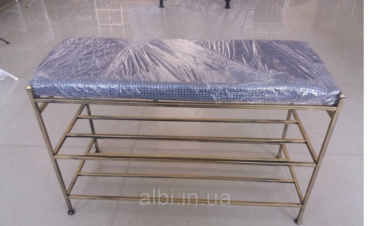 Банкетка без спинки 75 см, полиця для взуття, кована банкетка, кований пуф, банкетка з металу