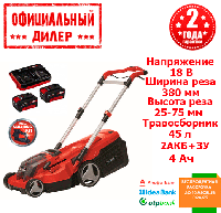 Газонокосилка аккумуляторная Einhell RASARRO 36/38 (18 В, 380 мм, 4Ач) YLP