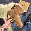 Жіночі коричневі короткі зимові замшеві UGG Mini Bailey Bow II з бантом мініовчина уги, фото 8