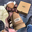 Жіночі коричневі короткі зимові замшеві UGG Mini Bailey Bow II з бантом мініовчина уги, фото 6