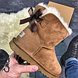 Жіночі коричневі короткі зимові замшеві UGG Mini Bailey Bow II з бантом мініовчина уги, фото 9