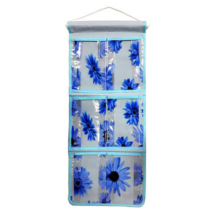 Органайзер підвісний для дрібниць KeepHome на 6 кишень 24х59 см блакитний, фото 1