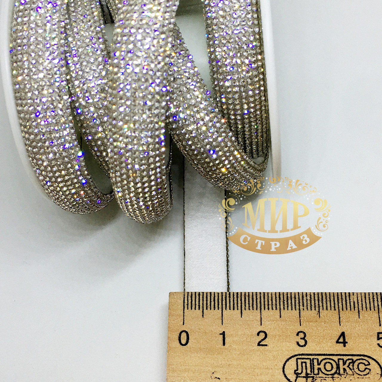 Стразовый полушнур, цвет Crystal (ширина 13мм) 1м - фото 4 - id-p1553088744