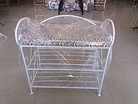 Банкетка з підлокітниками бежева 62см, полиця для взуття, кована банкетка, кований пуф, банкетка з металу