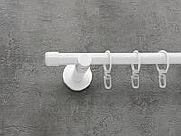 Карниз Quadrum Заглушка 160 см одинарный Белый универсальный 19 мм гладкая (кольца с крючками)