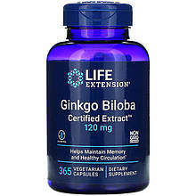 Екстракт гінкго білоба Life Extension "Ginkgo Biloba Certified Extract" 120 мг (365 капсул)