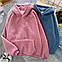 Жіночий теплий худі на хутрі з капюшоном, 42-44, 44-46, світлий беж, джинс, фрез, чорний, фото 3
