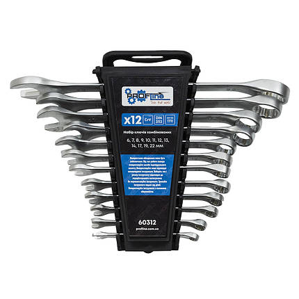 Набір ключів комбінованих 12шт (6-22мм) пластиковий холдер 60312, фото 1