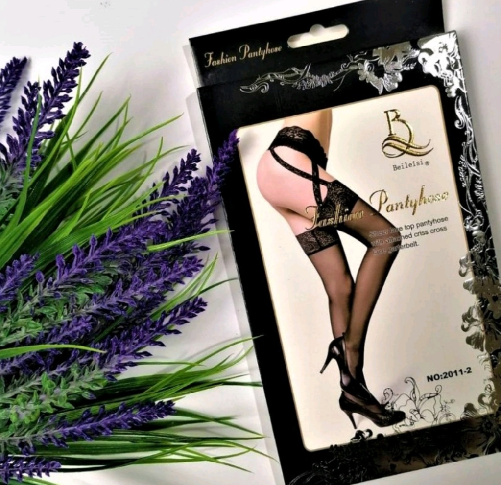 Панчохи жіночі з поясом на гумці Beileisi чорні, фото 1