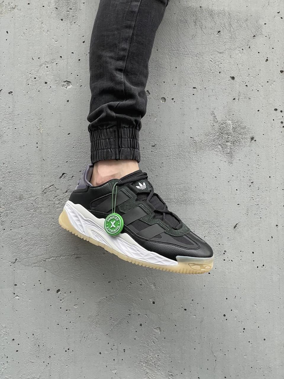 Кросівки чоловічі Adidas Niteball Black White Gum чорні демісезонні шкіряні стильні адідас найтбол