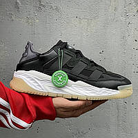 Кроссовки мужские Adidas Niteball Black White Gum черные демисезонные кожаные стильные адидас найтбол 42