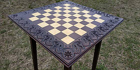 Шаховий стіл, шахівниця з різьбленням по дереву. Ручна робота