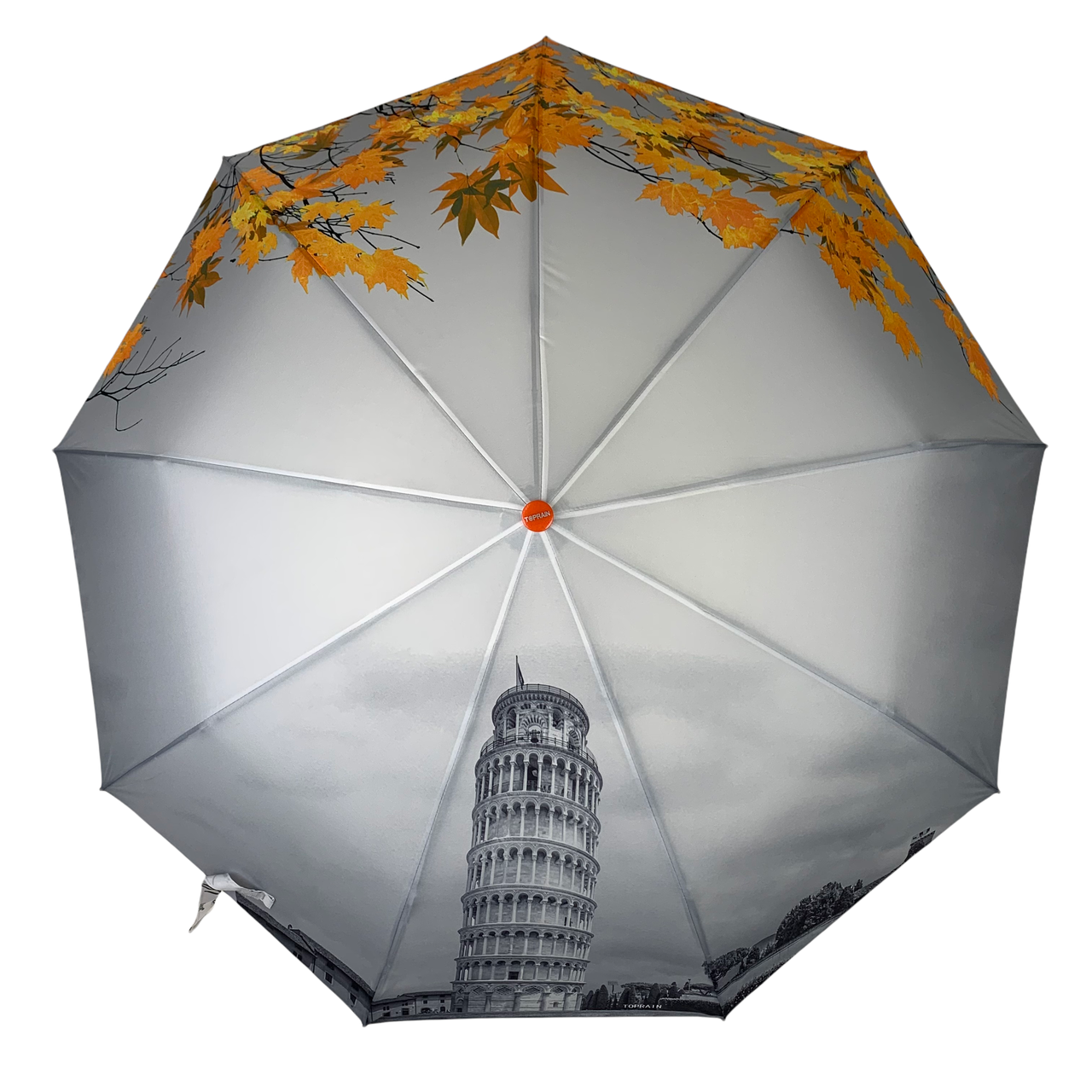 Жіноча парасоля напівавтомат на 9 шпиць, антивітер, жовтий, Toprain0544-5, фото 1