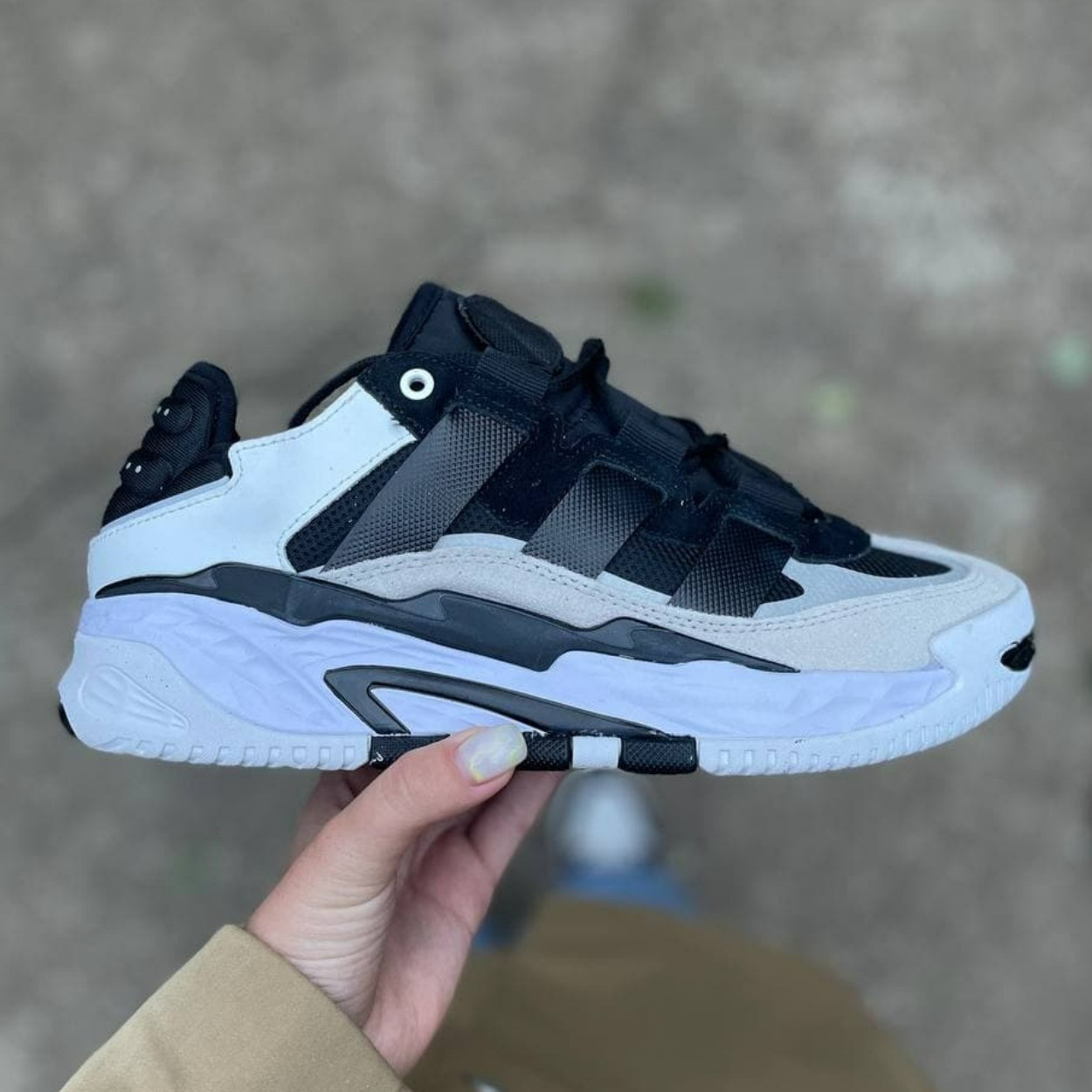 Кросівки чоловічі Adidas Niteball Black White білі чорні демісезонні шкіряні стильні адідас найтбол