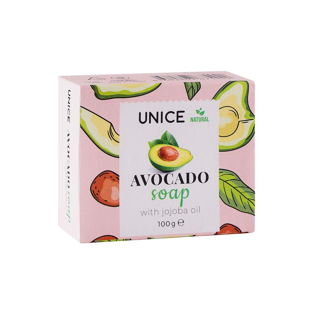 Натуральне тверде мило з маслом авокадо для сухої в'янучої шкіри 100 г UNICE