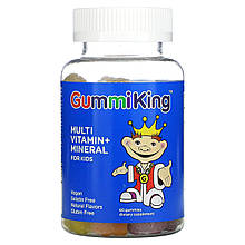 Мультивітаміни і мікроелементи для дітей, зі смаком фруктів, 60 тягучок Gummi King