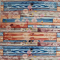 Самоклеюча декоративна 3D панель бамбук квіти 700x700x8.5мм (076)