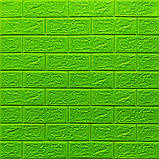Самоклеюча декоративна 3D панель Цегла Зелений 700х770х5мм (013-5), фото 3