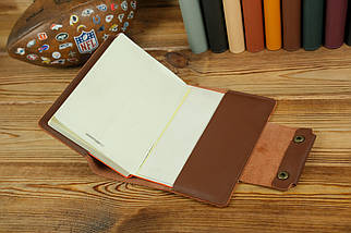 Шкіряна обкладинка для блокноту А5 Дизайн №2, натуральна шкіра Grand, колір коричневий відтінок Віскі, фото 2