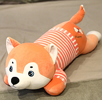 М'яка іграшка подушка плед 3 в 1 Сабака, песик,  Хаскі 60 см сіра або руда