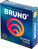Презервативи якісні чоловічі тонкі із силіконовим мастилом Bruno Super Thin 4 You 12 шт 4 пачки по 3 шт., фото 3