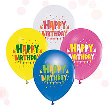 Латексна кулька з малюнком Happy Birthday асорті 12" 30см Balonevi