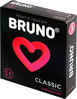 Презервативи якісні чоловічі класичні із силіконовим мастилом Bruno Classic 1 паковання 3 шт.