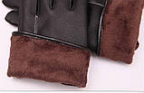 Жіночі шкіряні рукавички Мірабела чорні з помпоном хутро, фото 2