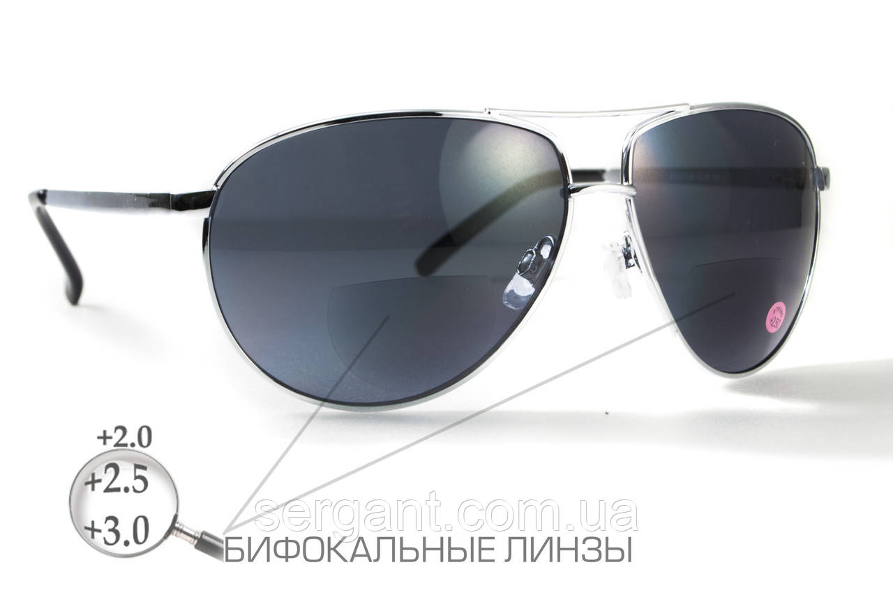 Біфокальні захисні окуляри Global Vision Aviator Bifocal (+2.0) (gray) сірі