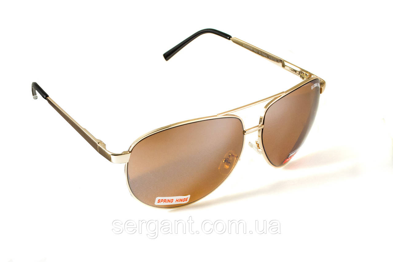 Окуляри захисні відкриті Global Vision Aviator-4 (drive mirror) коричневі