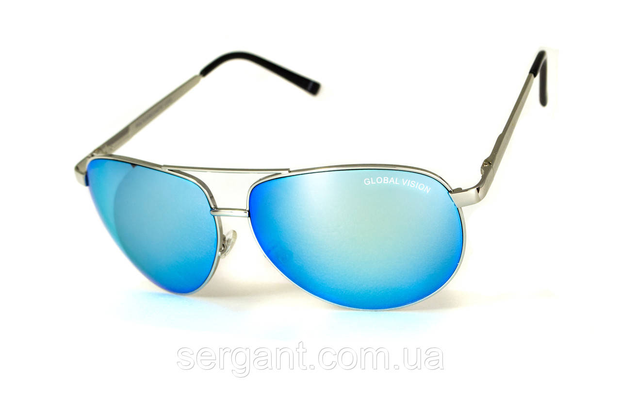 Окуляри захисні відкриті Global Vision Aviator-4 (G-Tech™ blue) сині дзеркальні