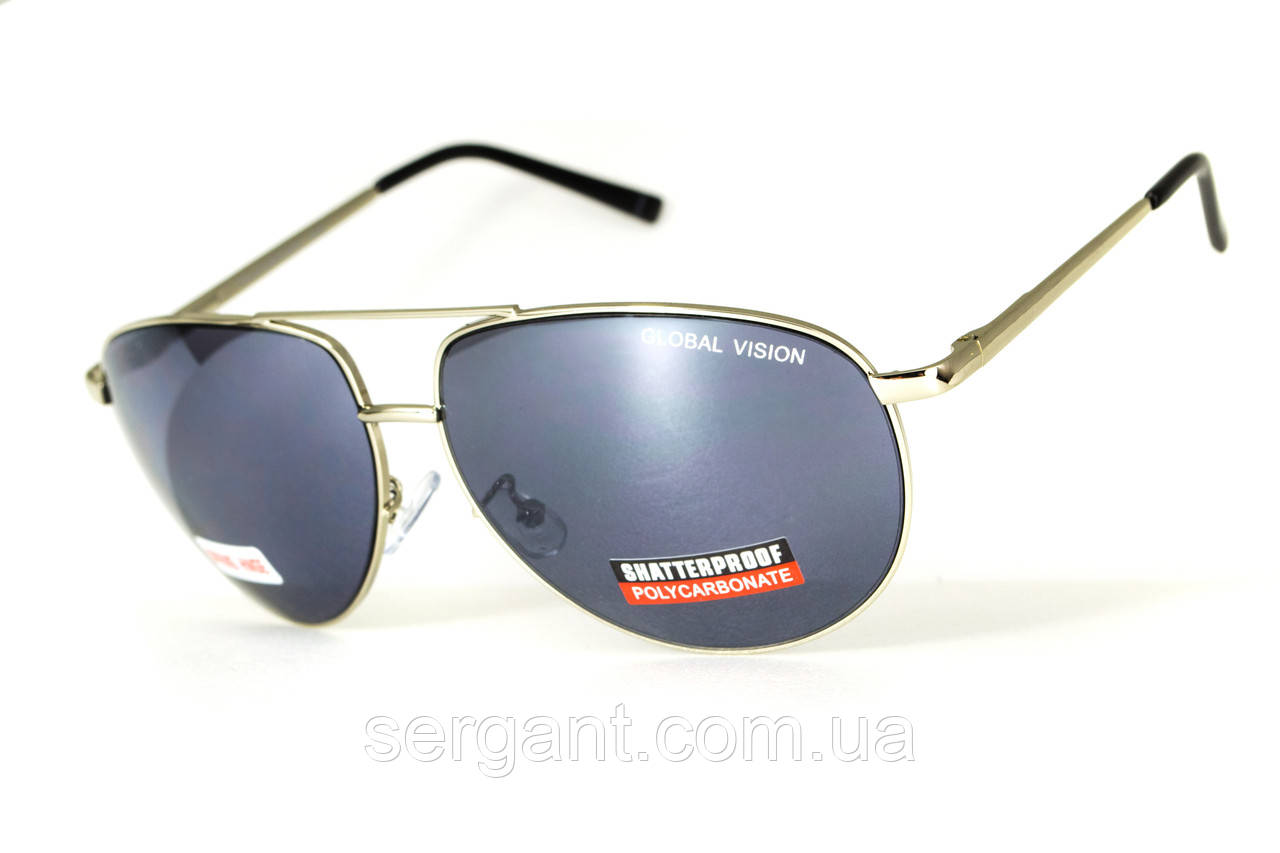 Окуляри захисні відкриті Global Vision Aviator-4 (mirror silver) дзеркальні сірі