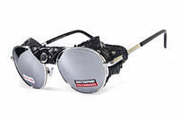 Окуляри захисні Global Vision Aviator-5 (mirror silver) дзеркальні сірі зі знімним ущільнювачем