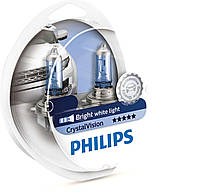 Комплект галогеновых ламп PHILIPS 12362CV H11 55W 12V PGJ19-2 CristalVision+W5Wx2