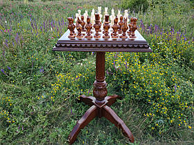 Дерев'яний шаховий стіл "Classic Luxury" і шахові фігури "Pharaoh of Ancient Egypt" з різзю на дереві