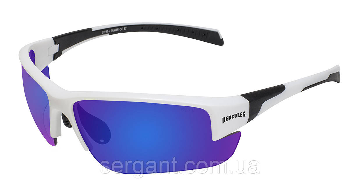 Окуляри захисні відкриті Global Vision Hercules-7 White (G-Tech™ blue) сині дзеркальні