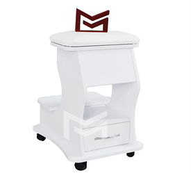 Педикюрна підставка MARKSON М217 з шухлядою і м'якою подушкою для ніг, біла