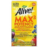 Мультивитамины для мужчин и женщин Nature's Way "Alive! Max3 Daily Multi-Vitamin" без железа (90 таблеток)