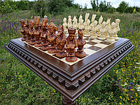 Эксклюзивная шахматная доска "Classic Luxury" и шахматные фигуры "Pharaoh of Ancient Egypt"с резьбой по дереву