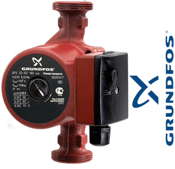 ЦИРКУЛЯЦІЙНИЙ НАСОС GRUNDFOS UPS 25-80 180 (ПР-ВО КИТАЙ) МІДНА ОБМОТКА