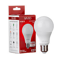 Світлодіодна лампа SIVIO 15Вт А65 E27 4100K нейтральна біла