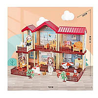 Домик кукольный Princess House (2 этажа, 2 куклы, мебель, 195 деталей) 668-17