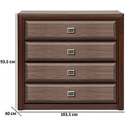 Комод із чотирма ящиками 103.5х93.5х40см кольору венге магія з фасадами штрокс темний Гербор Коен МДФ KOM4S