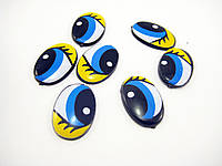 Синьо-жовті оченята 17 мм. для в'язаних і м'яких іграшок Очі пластикові для виробів і рукоділля