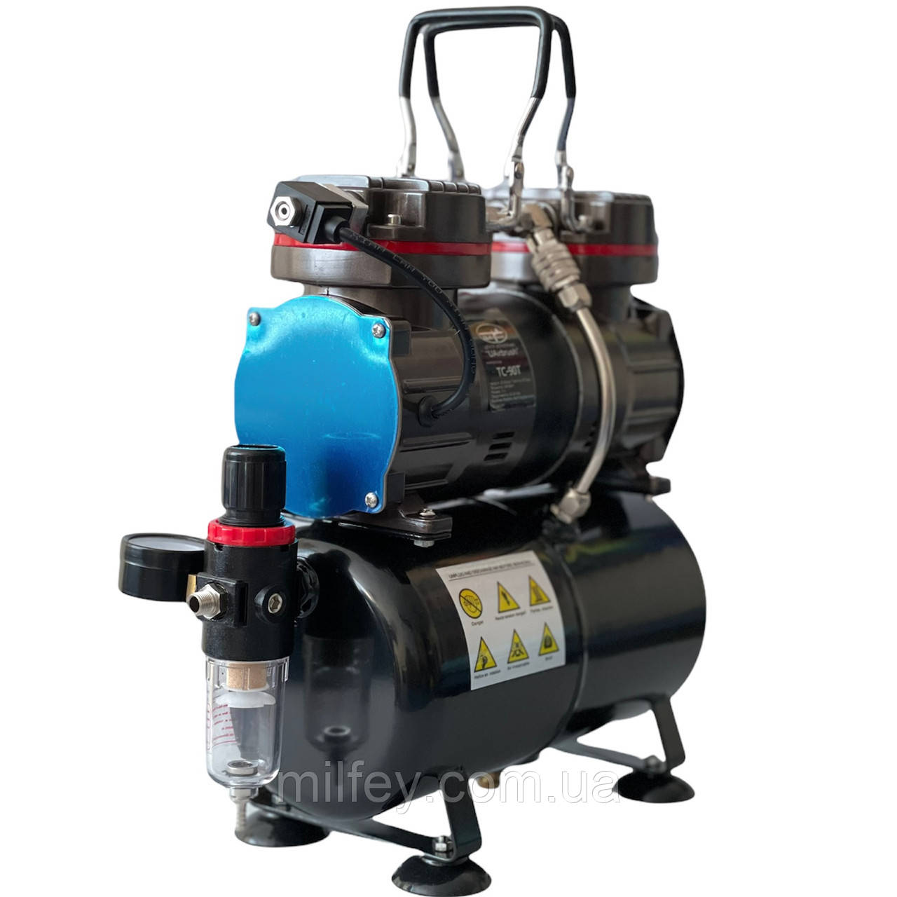 Купить Компрессор для аэрографа двухцилиндровый с ресивером UAIRBRUSH ...